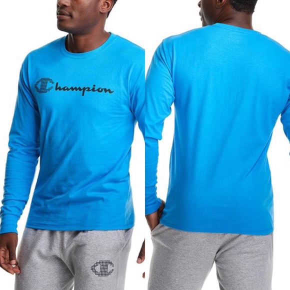 Champion Other - Champion Men’s/Unisex Balboa Blue Logo Classic Long-Sleeve Tee 586618 - Small